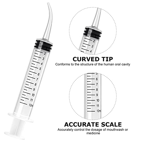 JETOP 6 Stück Dental Spritzen, 12 ml Dental Irrigation Spritze mit Maßnahme, Spritze mit Gebogener Spitze für Die Zahnpflege, Heimtiere Pflege, Kleberfüllung – Bild 4