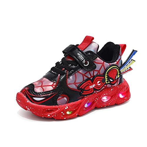Chaussures d'araignées extérieures, chaussures lumineuses, chaleur des garçons, enfants LED Chaussures de sport, ainsi cuir velours antidérapant, chaussures de sport clignotant étanche, chaussures d'e Cover