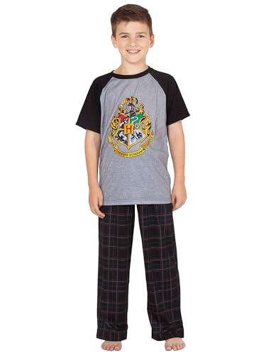 Harry Potter Hogwarts Crest Raglan Plaid Pant Pajama 2pc Set4