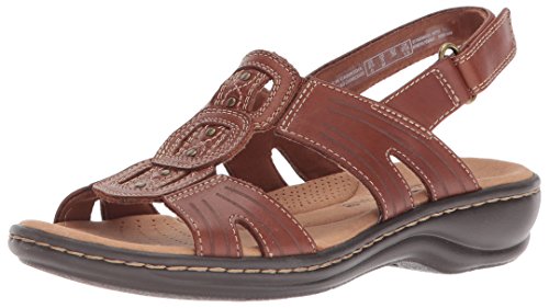 Clarks Women's Leisa Vine, Dark Tan Leather, 7.5 W
