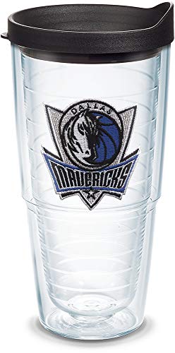 Tervis Classic Tritan 24oz Tumbler with Travel Lid | NBA® Dallas Mavericks - Embroidered Emblem | Made in America, BPA/PFAS Free, Keeps Drinks Hot or Cold