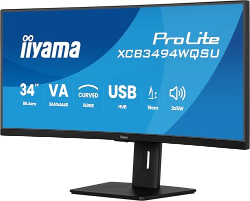 Image of Iiyama Prolite Xcb3494wqsU-B1 Monitor Pc 86.4 cm [34] 3440 x 1440 Pixel Ultrawide Quad HD Led Nero (iiyama Prolite Xcb3494wqsU-B1 - Monitor A Led - C