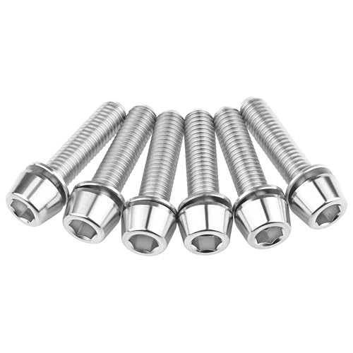Image of Titanium Ti Allen Hex M5x16 18mm Tapered Head Bolt with Washer Screw for Bicycle Stem Parts Pack of 6 (Normal Titanium, M5x18mm)
