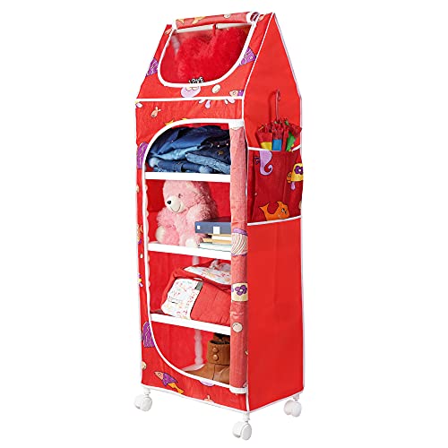 Image of Little One's | 5 Plastic Shelves Baby Wardrobe /Toy Organizer | Aquatic Red | TB5 /FR