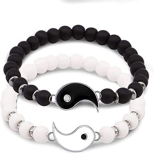 Lila Stylish Handmade Yin Yang Natural Stone Bead Bracelet Set for Women Men Best Friend Adjustable Braided Cord Strand Couple Matching Bracelet Friendship Jewelry Gift for Wife Husband Love (B0D8Q7T3XJ) Amazon Price History, Amazon Price Tracker