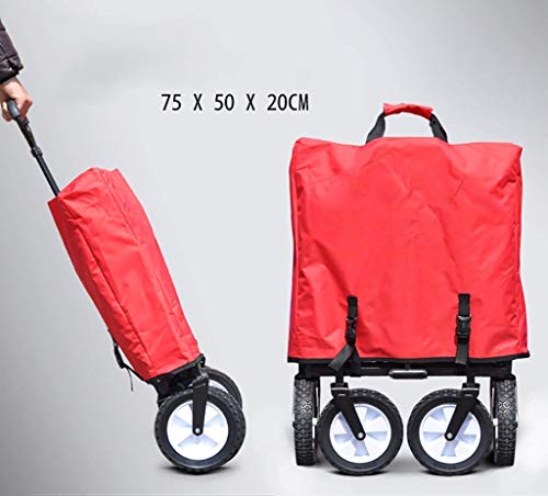 Carro plegable de mano para jardín con ruedas giratorias 360° y estructura de acero y tela Oxford, carga máxima 80 kg miniatura 3