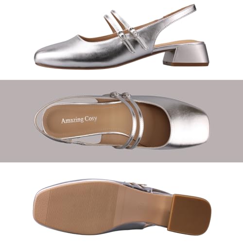 Amazing Cosy Silver Dress Shoes for Women, Mary Jane Pumps, Size 10 by Amazing Cosy - Used condition - Image 6