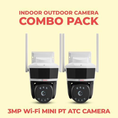 Image of Trueview 3MP WiFi Mini PT CCTV Camera (Pack of 2) | Outdoor Security Camera | 360 Pan Tilt | IP66 Weatherproof | All Time Color Night Vision | Human Detection | Two-Way Audio | Alexa