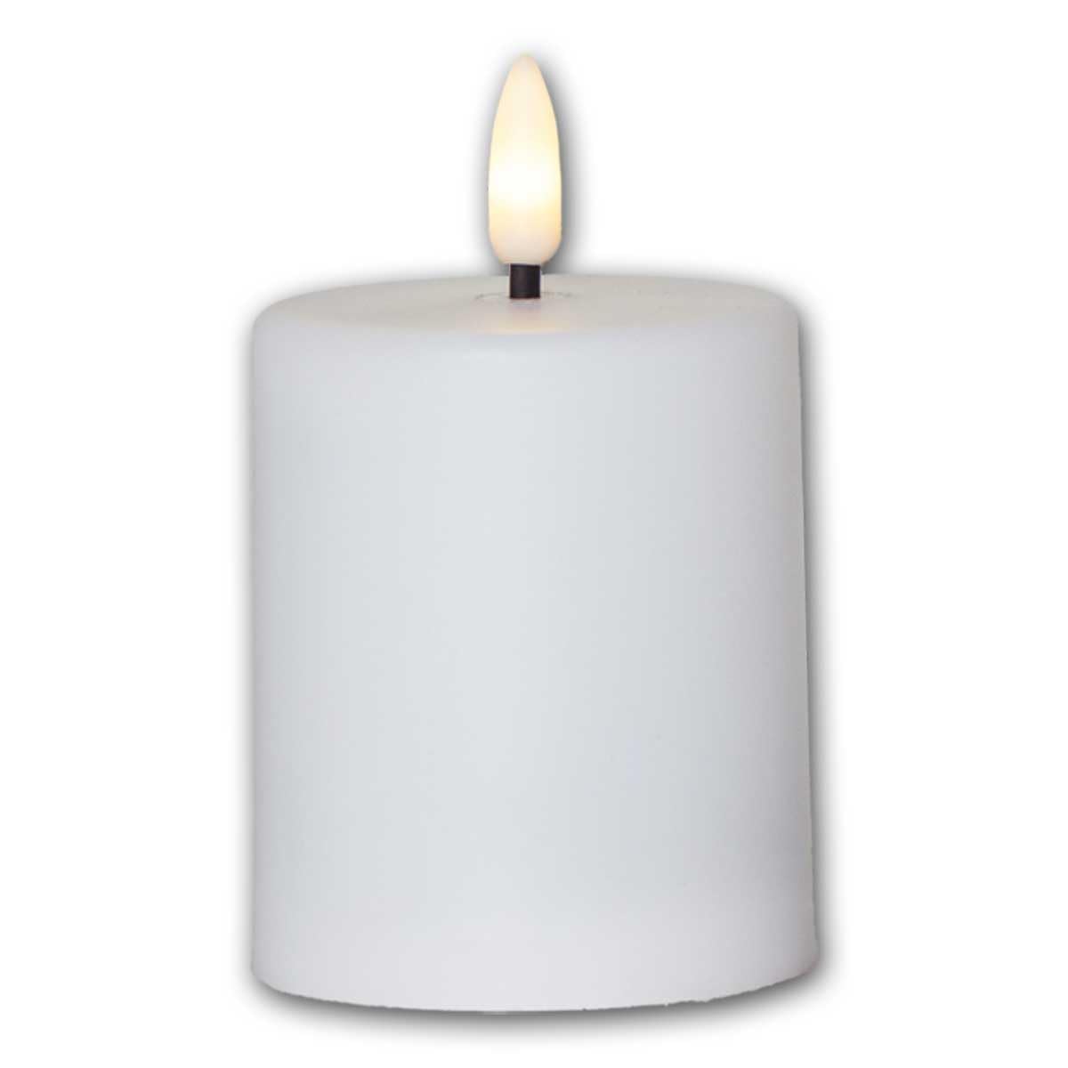 Star Trading 060-20 LED-Kerze "Paula" mit Licht-Sensor, flackernd, weiß, ca. 6,1x10 cm, ww LED, Batterie, Timer, outdoor, Vierfarb-Karton