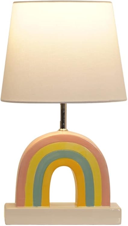 FAZRPIP Multicoloured Glazed Ceramic Table Lamp Creative Dinosaur Rainbow Bedroom Bedside Lamp Decorative Lighting of Children's Room in Living Room Modern Art Deco Porcelain Desktop Lamp
