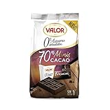 Valor - Minitabletas de Chocolate Negro 70%. Sin Azúcar y Sin Gluten. Chocolate Valor con Intenso Sabor y Aroma. Formato Pack Individuales - 16 unidades