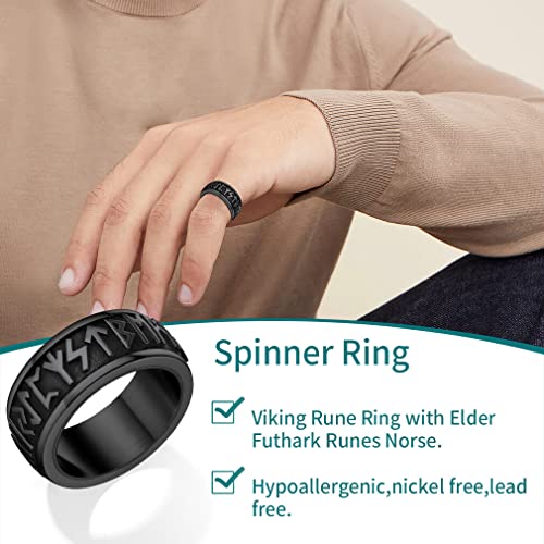 Gothic Rings for Men Mood Rings Mens Rings Anxiety Ring Fidget Rings Black Ring for Men Biker Ring Vikings Thumb Rings for Men