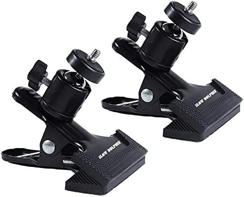 SLOW DOLPHIN Tripod Clip Clamp Mount Flash Reflector Holder for Studio Backdrop Camera with 360 Swivel Tripod Mini Ball Head Standard 1/4" Screw,SLR, Digital SLR, Video Came(2PACK)