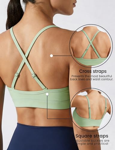 Image of Buauty Sports Bras for Women Criss Cross Back Medium Support Yoga Wireless Padded Bra with Removable Cups Racerback Bra 4 Gym