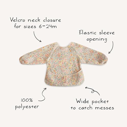 mushie Long Sleeve Baby Bib | Water Resistant Adjustable Fit for Ages 6-24 Months2