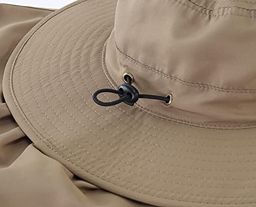 Image of Home Prefer UPF50 Mens Sun Hat with Neck Flap Quick Dry UV Protection Cap Womens Wide Brim Fishing Hat Neck Flap Beach Garden