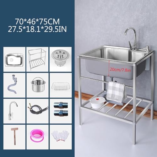 Évier à cuve unique inox sur pied évier cuisine restaurant extérieur