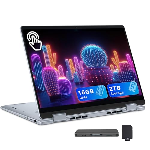 Image of Dell Plus 14 inch 2-in-1 FHD+ Touchscreen Laptop, Intel Ultra 7 256V, 16GB RAM, 2TB Storage (1TB SSD+1TB Docking Station Set), Copilot, Backlit Keyboard, Fingerprint Reader, Wi-Fi 7, Win 11, Ice Blue