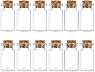 12 Pcs Small Glass Bottles With Cork, 8ml Mini Glass Jars With Stoppers Spell Jars Mini Glass Jars for DIY Arts Crafts Decoration
