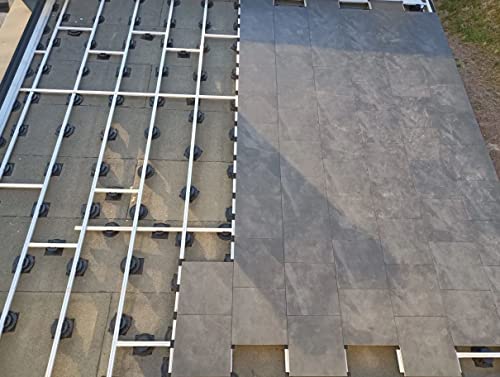 Gartenwelt Riegelsberger Premium Aluminium Montagesystem-Set für Keramik-, Stein-, Betonplatten Komplett-Set Made in Germany Plattenformat 60x60 cm Terrassenfläche 3x3 m | 9 m² Aufbauhöhe 76-89 mm