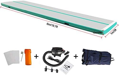 EZ GLAM Inflatable 13 ft Tumbling Gymnastic Air Floor Mat Track Cheerleading for Home Use/Cheerleading/Beach/Park and Water (13ftx3.3ftx4in(4x1x0.1m), Llight Green-L)