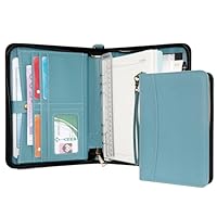 Wason A4-portfolio met rits - lederen PU-padfolio met afneembare ringband en schrijfnotitieblokhouder, conferentiemap met meerdere vakken organizer voor kantoor, reizen, school (Groen