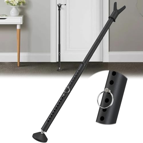 Sliding Glass Door Lock & Door Stoppers Security Bar Keep Your Home Security, Adjustable Jammer with Interchangeable Caps & Rubber Tips, Ideal for Home, Apartment and Travel Protection,Black 1Pack