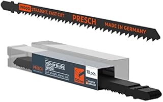 Presch Jigsaw blades Wood 10 pcs. (Fast, straight, extra long) - Rapid, straight cut (5-120mm) - Durable T-shank blades for all jigsaws - Long jigsaw blades for wood for chipboard, softwood and more