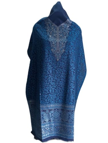 Image of Womens designer woolen suit for women with salwar and kashmiri shawl winter wear kani unstitched fabric set, stylish kurta pant set woollen dress material for women by pure pashmina wooltex