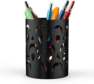 Mango Steam Metal Pen Holder, Stand for Desk - Pencil Cup Organizer for Office, Classroom, Home (Peacock, Black)