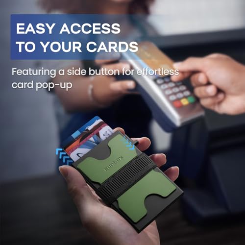 Image of RUNBOX Slim Wallet for Men, RFID Aluminum Pop-Up Card Holder for 12 Cards