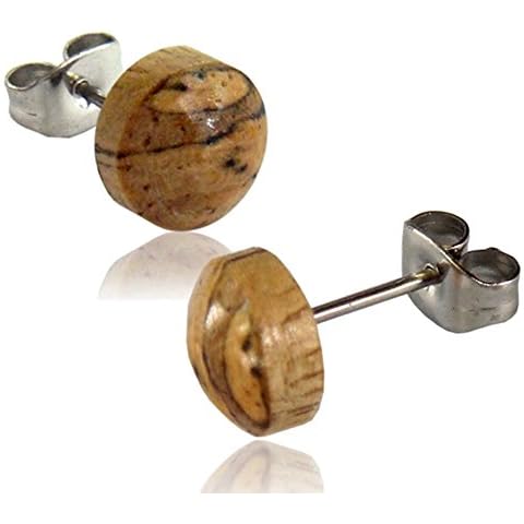 Earth Accessories Wood Stud Earrings for Women - Wooden Handmade Earrings - Surgical Steel Brown Boho Earrings Cover