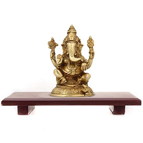 Soulveda Kraftz Wooden Handcrafted Pooja Peeta Chowki | Large Stool (18x12 inches) for Puja Idols | Wooden Puja Chowki Table for Festivals