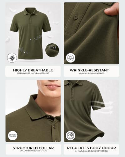 Image of Wellbi Eco-Friendly Bamboo Polo T Shirt | Mens Stylish Casual Regular Fit | Comfortable Soft | Trendy Breathable Lightweight | Quality Modern Essential Fashion
