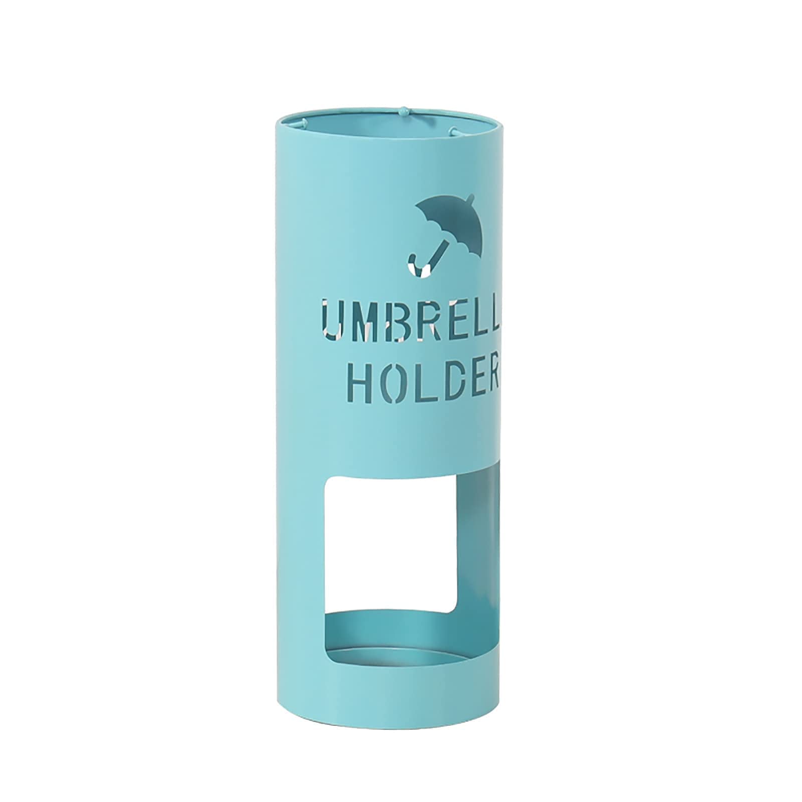 Porte-parapluies bleu rond en métal perforé de 50 cm pour entrée moderne