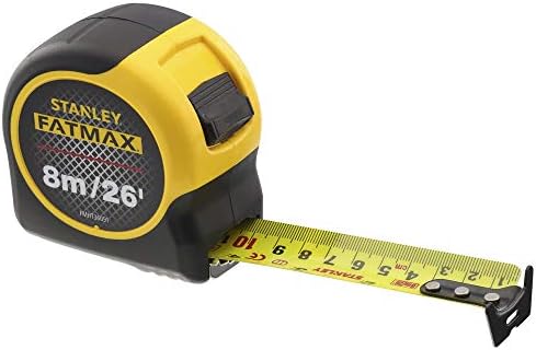 STANLEY FATMAX Tape Measure Blade Armor 8 M Metric and 26 FT Imperial Shock Resistant with Mylar Coating and Cushion Grip 0-33-726