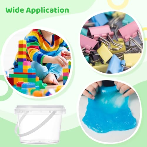 Image of 30 Pcs Containers for Slime - 17oz Empty Clear Bucket with Lids & Handles, Clear Slime Containers with Lids, Small Storage Cases for DIY Slime Making, Candy, Beads, Art Crafts, Part Material