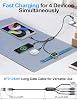 Cable de carga múltiple 4 en 2 para cargador de Apple Watch/cargador de lector electrónico | Esenciales de viaje, cable de carga Type C/Lightning/iWatch/Micro para iPhone/iWatch Ultra/10-2/Airpods [1.2 m] 6