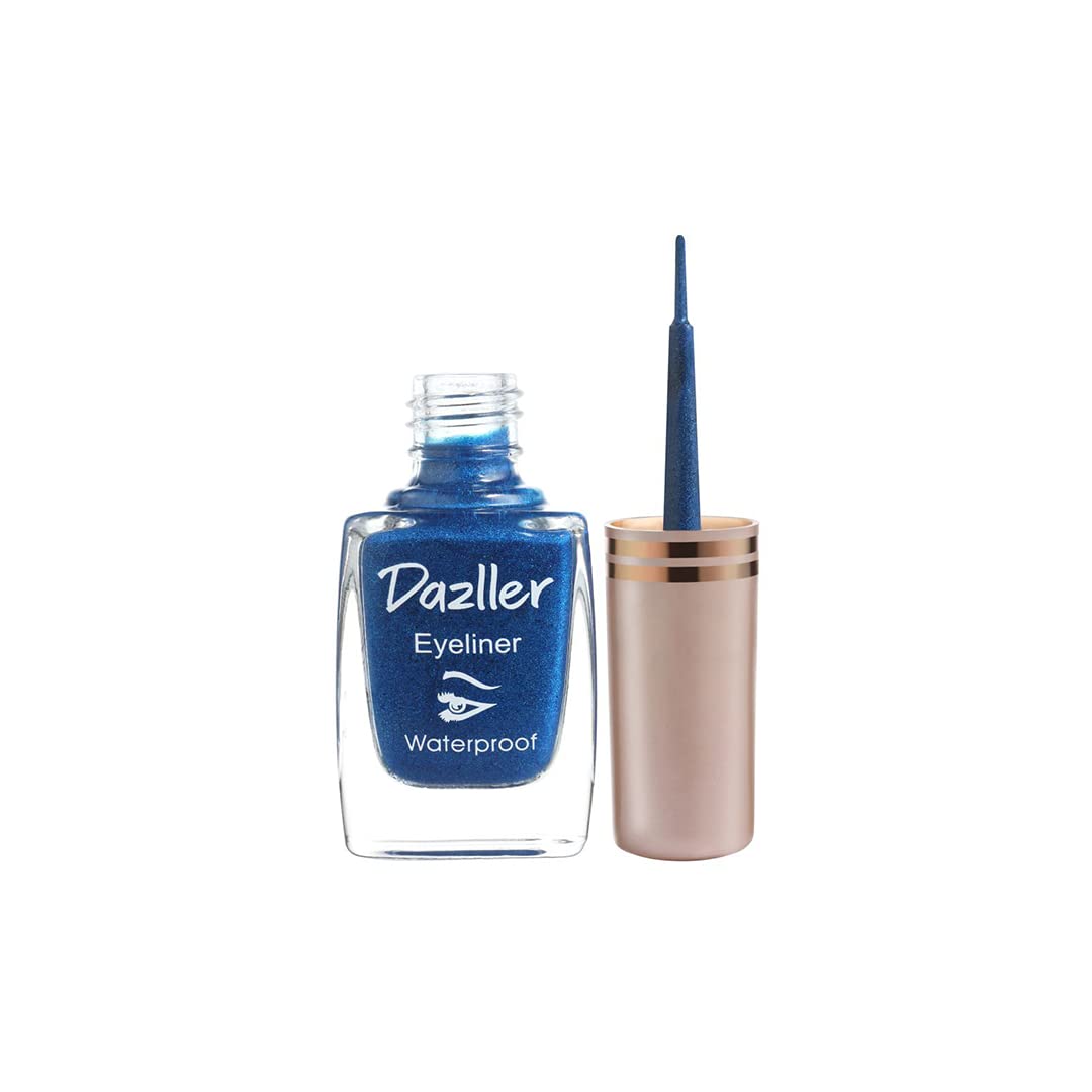 Dazller Liquid Eyeliner Waterproof, 9.5ml, Blue, Smudge-proof, Matte, One stroke Precise Application, Long-lasting, Deeply pigmented, Quick-dry