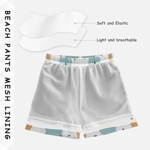 Cute Bear Face Pattern Boys Swim Trunks Toddler Beach Board Shorts Quick Dry Kids Swimwear Bathing Suits 43