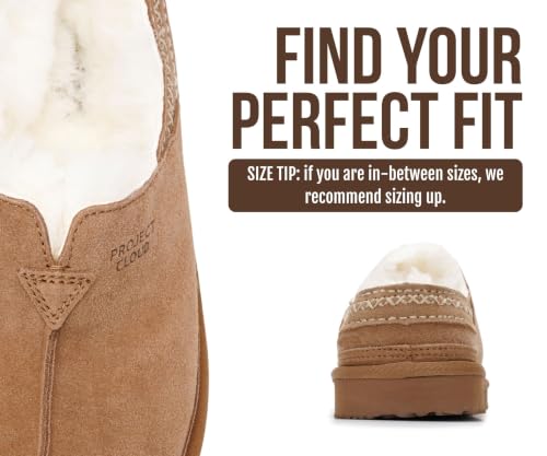 Image of Project Cloud Mens Slippers Genuine Leather Australian Shearling Slippers | Memory Foam Insole Non Slip Fuzzy Shoes Indoor Outdoor Warm Cozy Footwear Everyday Comfort Soft Lining Cushioned Sole Easy On