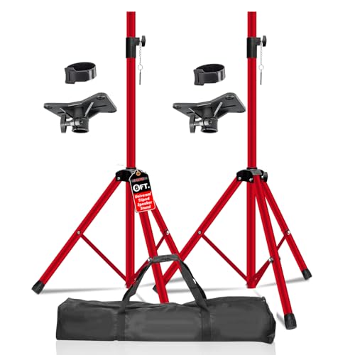 5 Core Speaker Stand Pair Universal Mount Steel Construction 132 Lb Capacity Stable Tripod...
