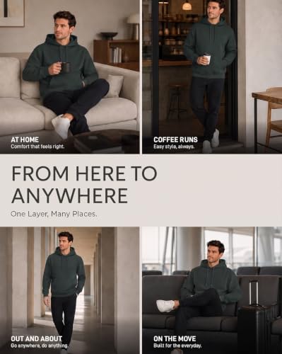 Buy NOBERO Men's Cotton Blend Neck Regular Fit Hooded Sweatshirt (1M-TWHO-R0004-ElegantH_Graphite (Large) at Amazon.in - Image 4
