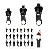 Galenecx 24 Piezas Kit de Reparación de Cremallera, Reparador Cremallera Universal, 3 Tamaños Diferentes Detachable Zipper, para Ropa,Chaquetas, Bolsos, Maletas, Mochilas,Equipaje