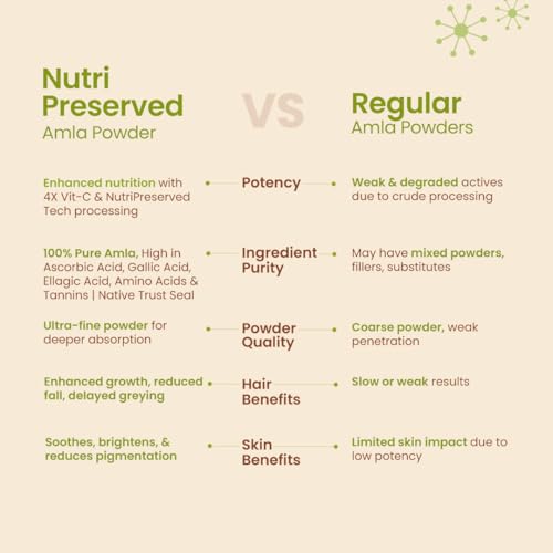 Image of Nat Habit 100% Pure Amla Powder 125g | Phyllanthus Emblica | 4X Vitamin C Power with Nutri-Preserve Technology | Ultra Fine Grind for Hair Growth, Hair Fall Control & Skin Brightening