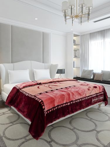 Image of Monte Carlo Double Bed Heavy Winter Blanket Marshal 2 Ply 850 GSM | 4.5 KG (240x220 CM), Red Maroon