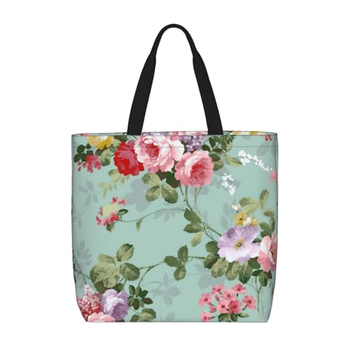 Peony Print Women's Portable Tote Bag - Large Shopper for Beach,Travel,Gym | Summer Handbag