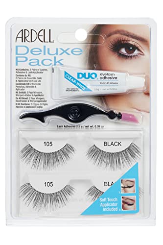 Ardell 105 faux-cils noirs en pack deluxe avec accessoires