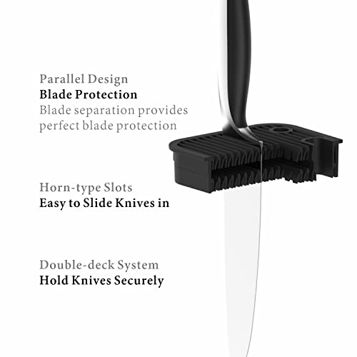 Deluxe Universal Knife Block With Slots For Scissors And Sharpening Rod - Eco-Friendly Bamboo Knife Holder For Safe, Space Saver Knives Storage - Unique Slot Design To Protect Blades - By Kitchendao #TOP3