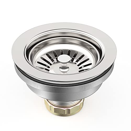 Botemy B9173 Kitchen Sink Drain Assembly 3-1/2 Inch With Removable Sink Strainer Basket/Stopper 304 Stainless Steel (Polish) #TOP3
